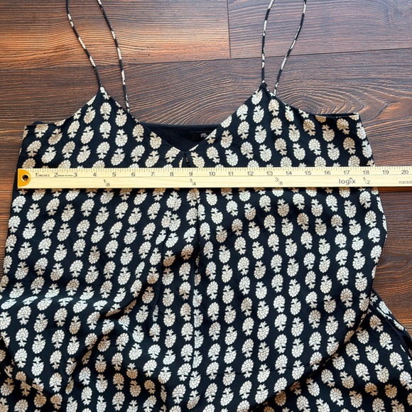 Madewell 100% Silk Medium Black and Cream Patterned Midi Dress - Picture 9 of 11